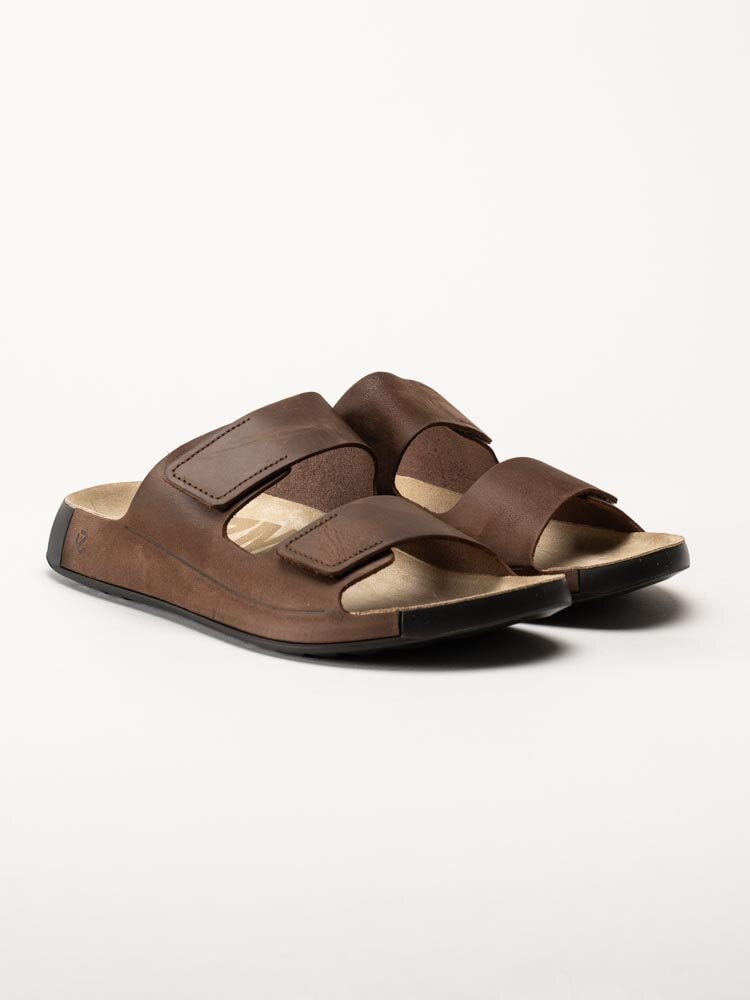 Ecco - Cozmo M Slide - Mörkbruna slip in sandaler i skinn