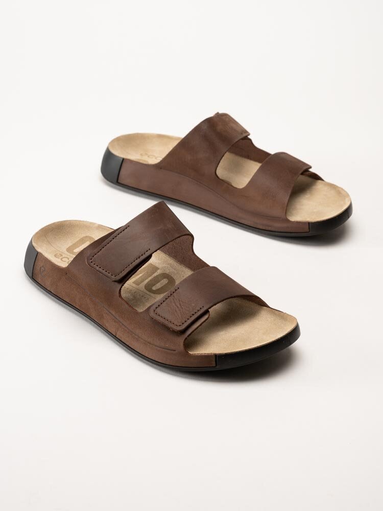 Ecco - Cozmo M Slide - Mörkbruna slip in sandaler i skinn