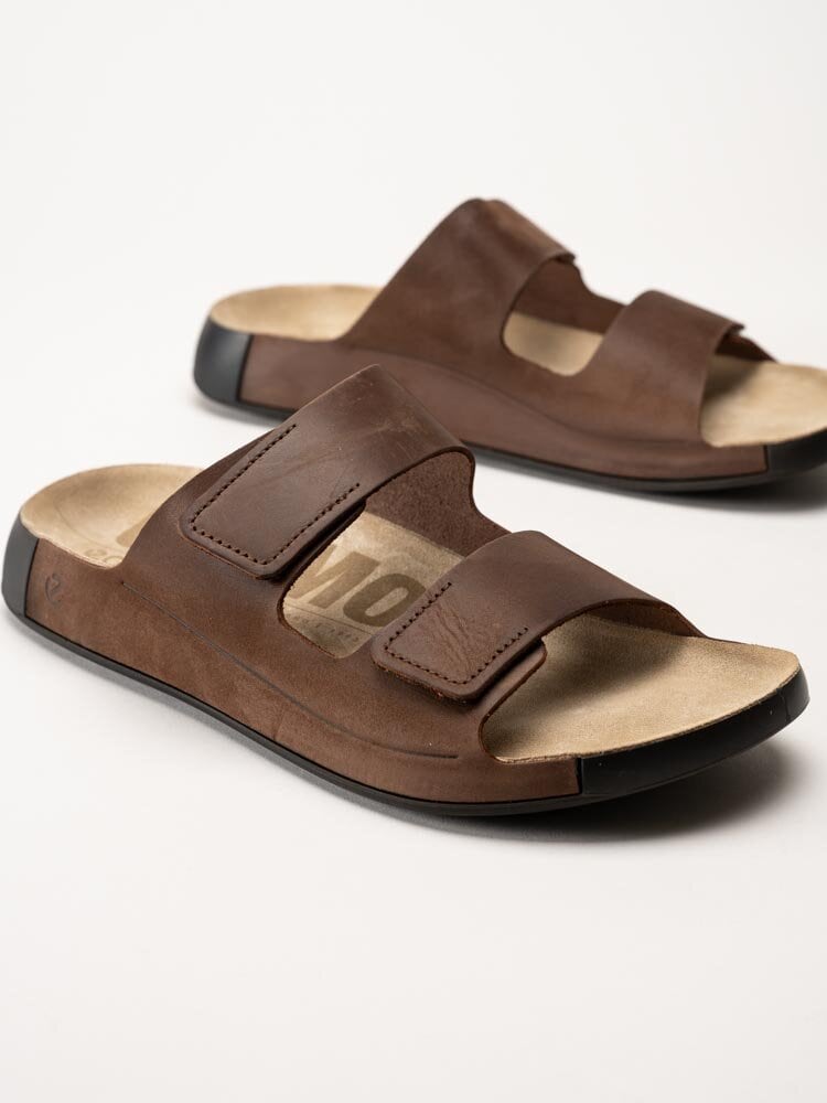 Ecco - Cozmo M Slide - Mörkbruna slip in sandaler i skinn