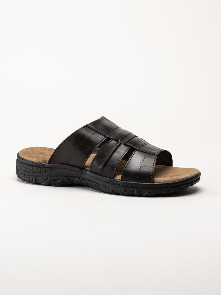 Exani - Fred - Mörkbruna slip in sandaler i skinn