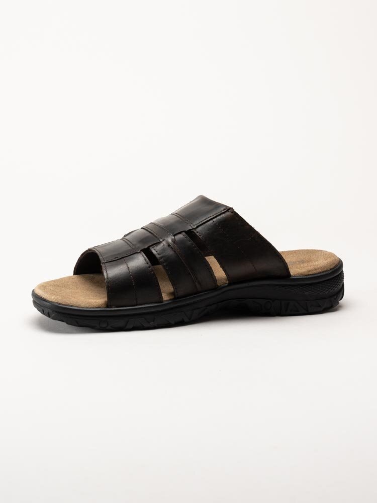 Exani - Fred - Mörkbruna slip in sandaler i skinn