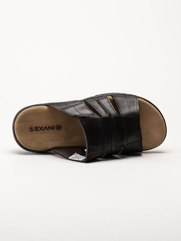 Exani - Fred - Mörkbruna slip in sandaler i skinn