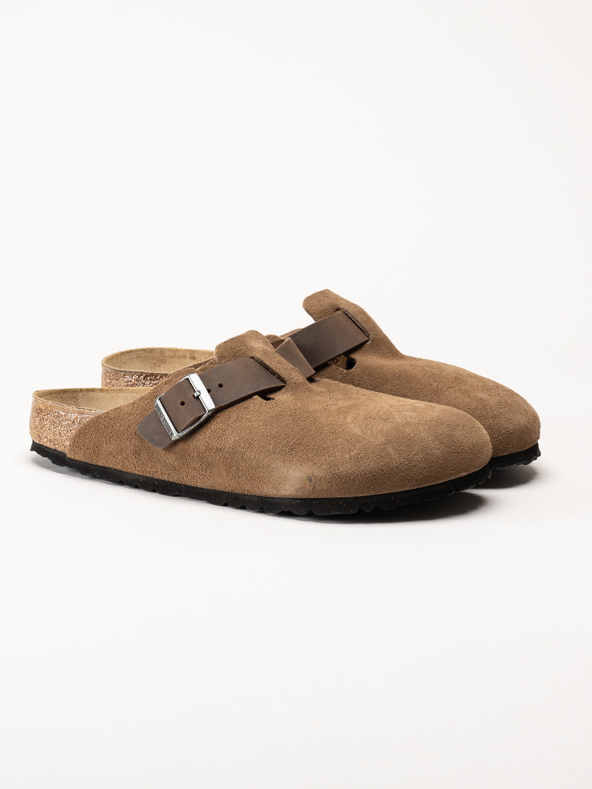 Birkenstock - Arizona Boston suede regular - Bruna slip-in sandaler i mocka