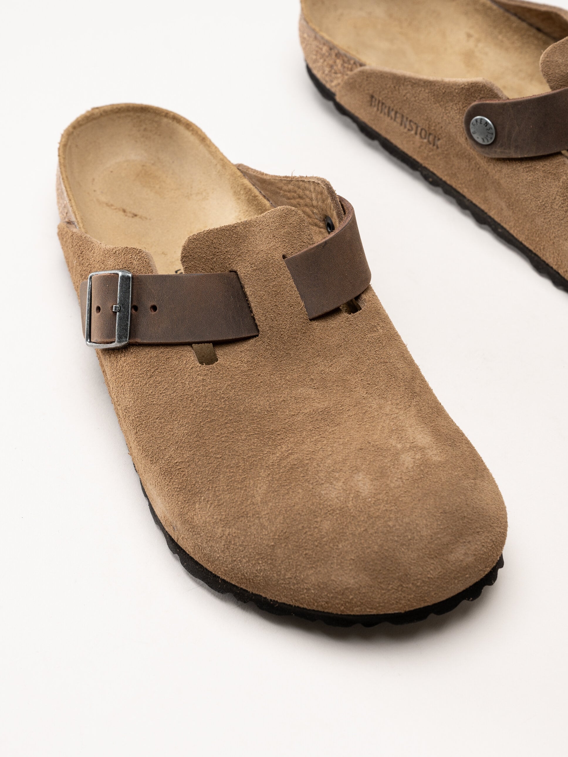 Birkenstock - Arizona Boston suede regular - Bruna slip-in sandaler i mocka