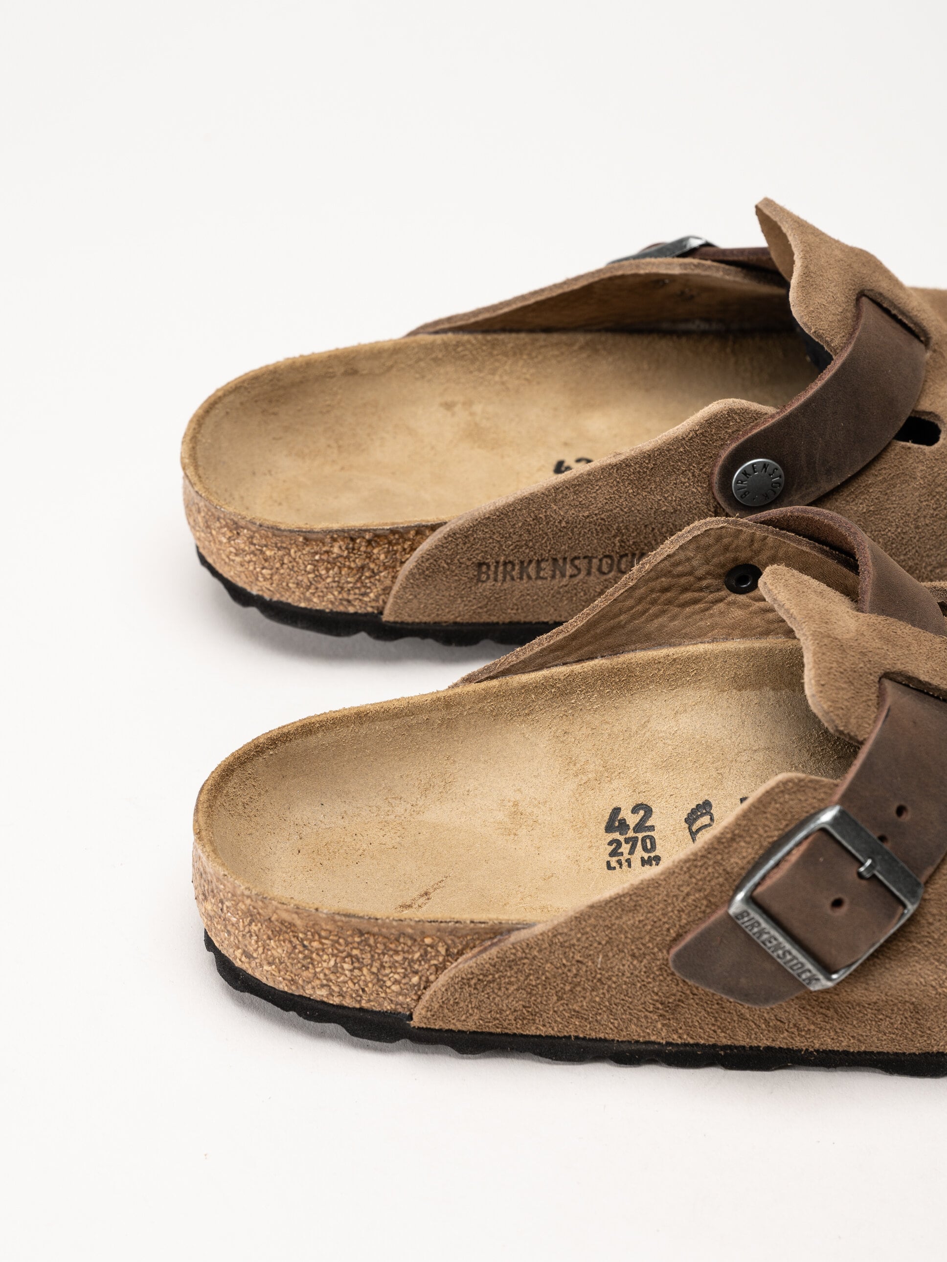 Birkenstock - Arizona Boston suede regular - Bruna slip-in sandaler i mocka