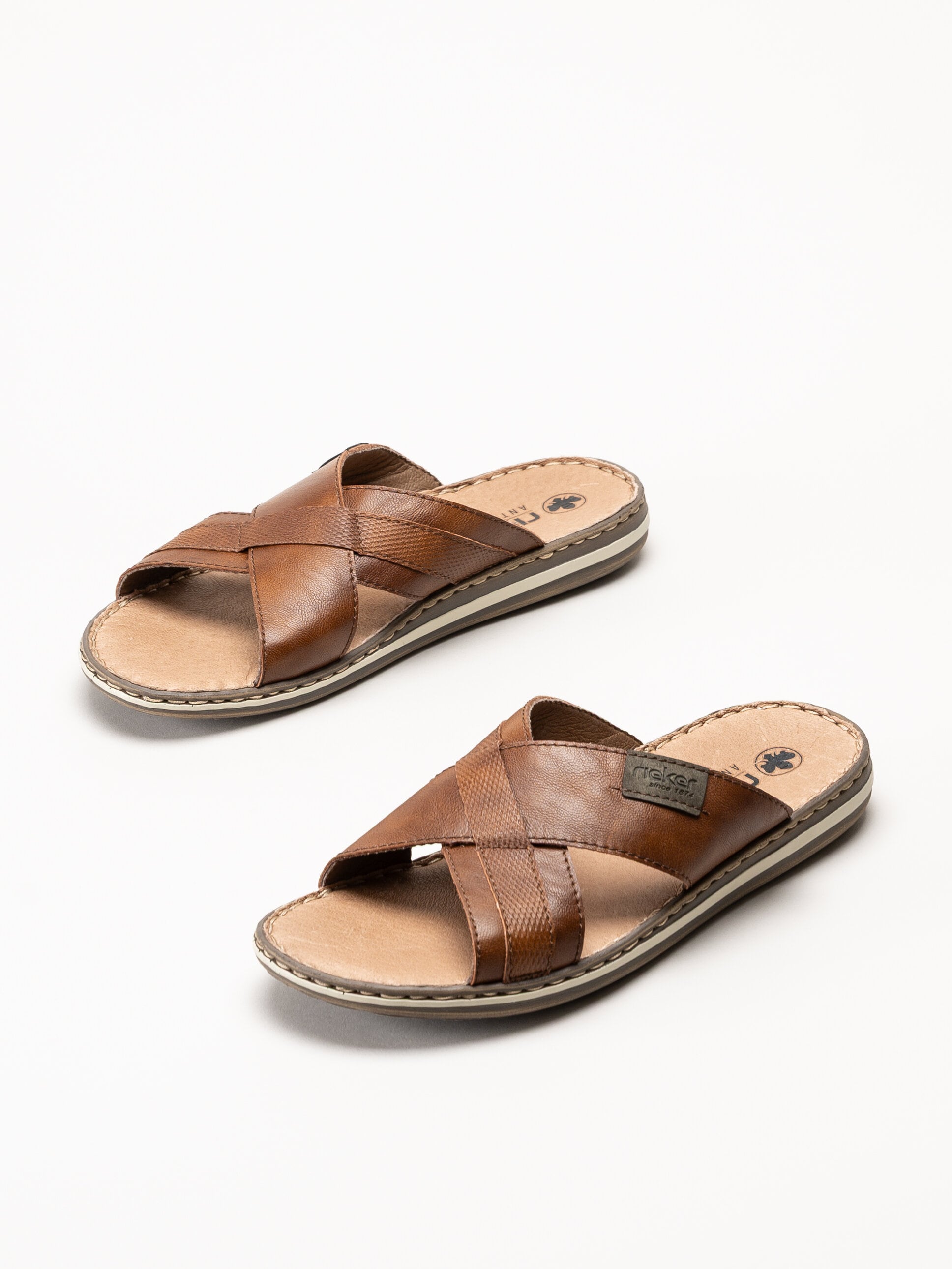 Rieker - Bruna sandaler i skinn