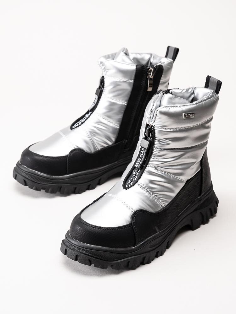 Duffy - Silverfärgade varmfodrade boots med frontzip