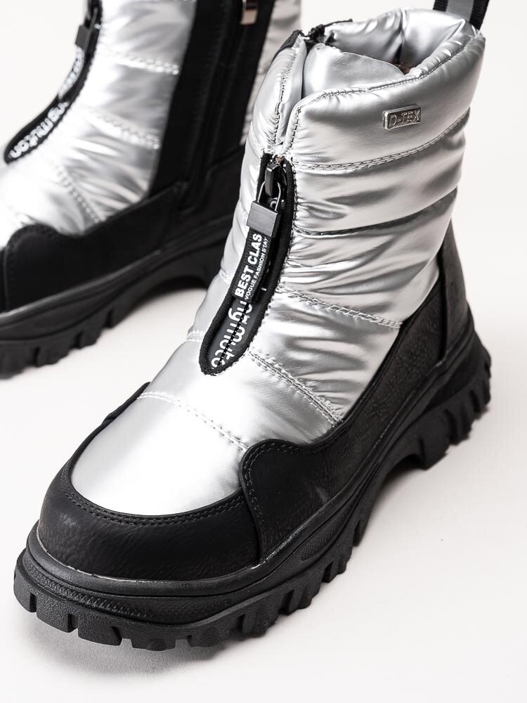 Duffy - Silverfärgade varmfodrade boots med frontzip