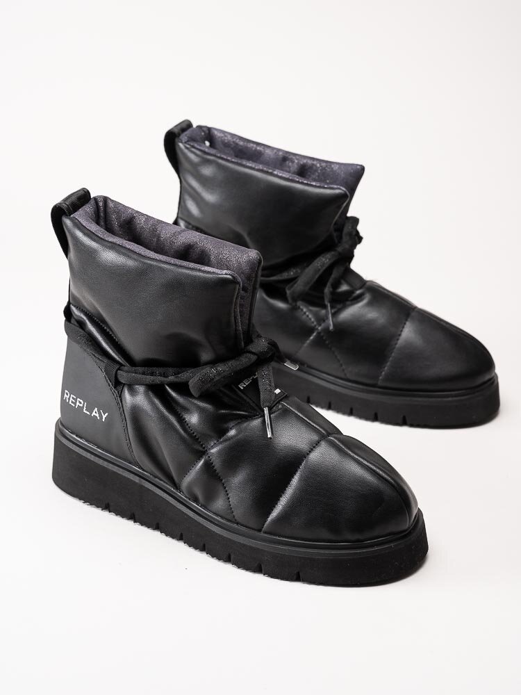 Replay - Melrose Skin - Svarta boots i skinnimitation