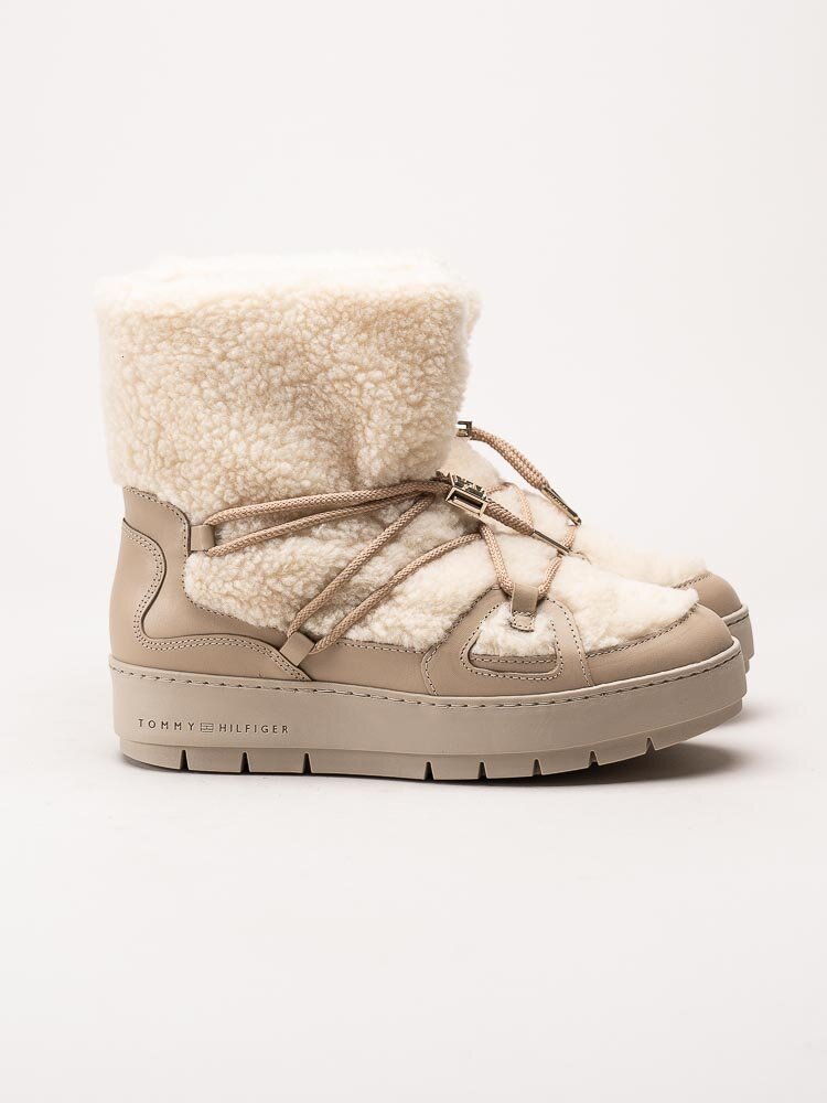 Tommy Hilfiger - Tommy Teddy Snowboot - Off white boots i teddy pile och skinn