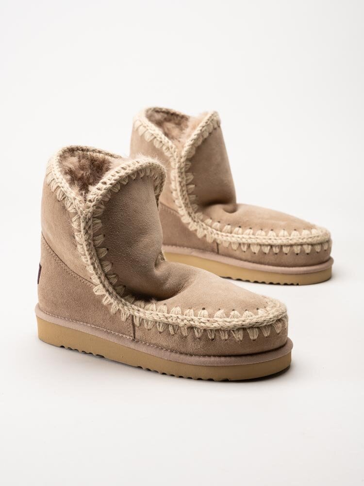 Mou - Eskimo 18 - Beige fårskinnsfodrade boots i mocka