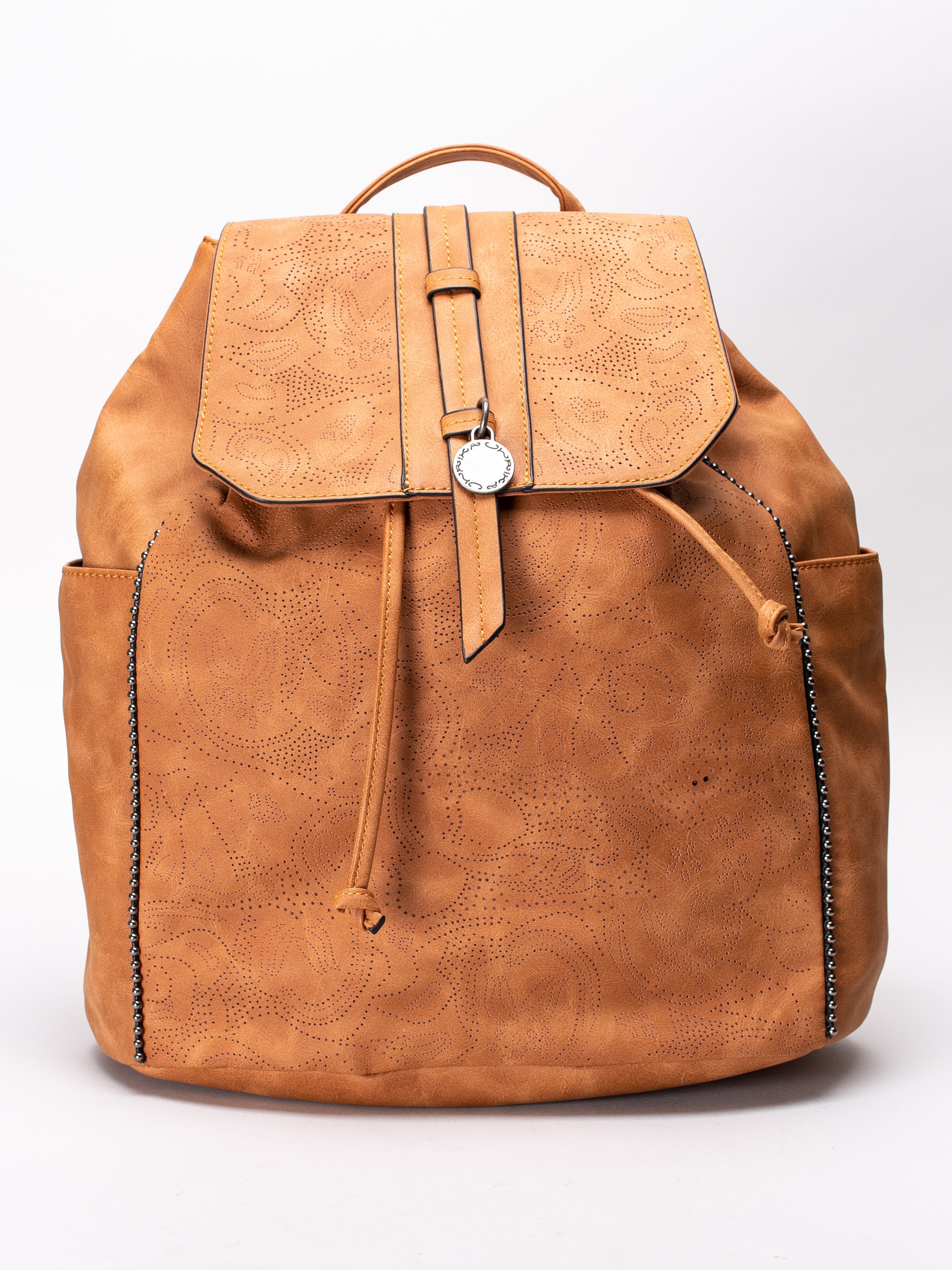 86193017 Ulrika Design 36-5355-21 Leaf brun perforerad ryggsäck med dragsko-1