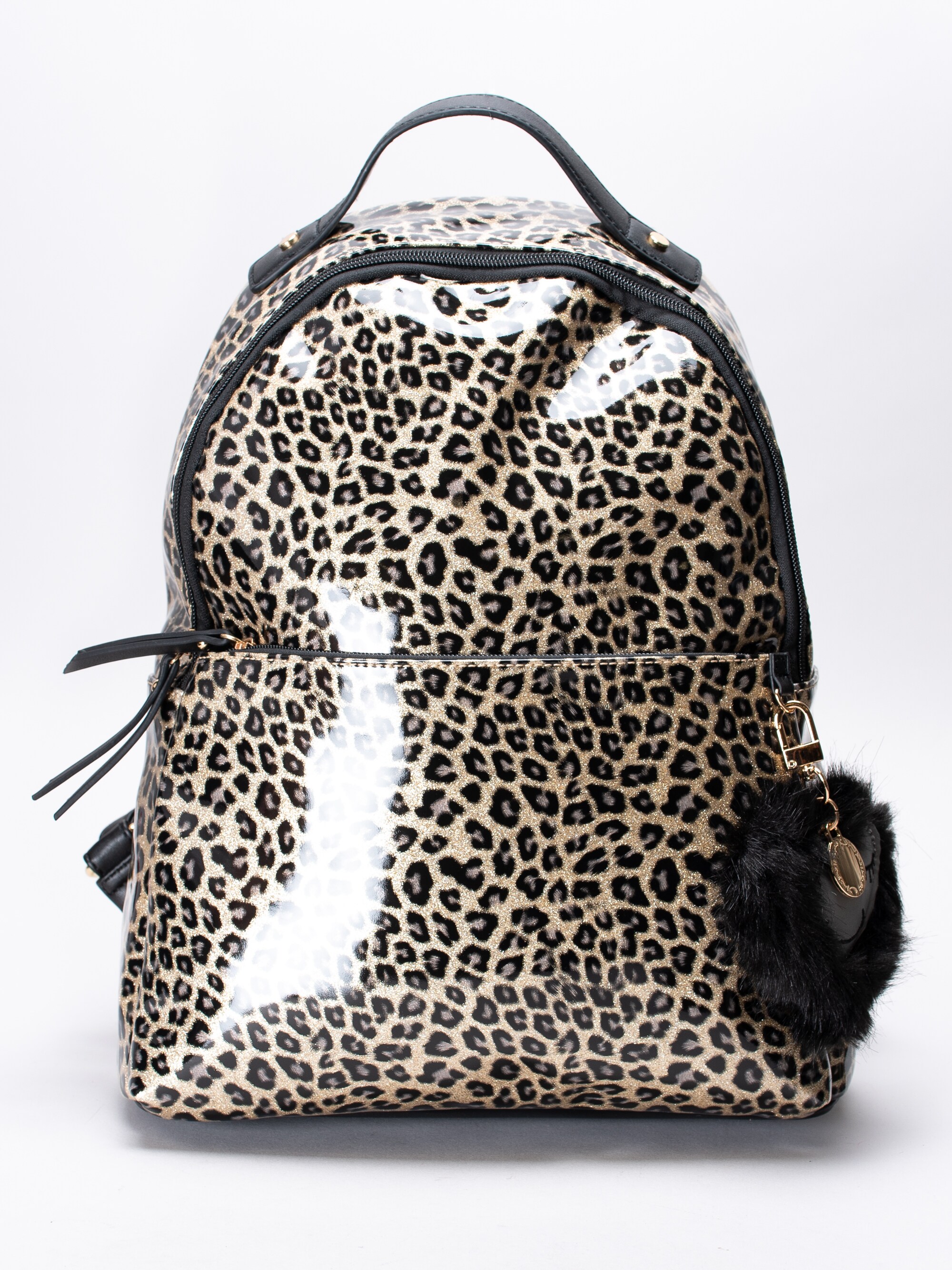 86193024 Ulrika Design 36-5411-7 Wild Kids guld glittrig leopard mönstrad ryggsäck för barn-1