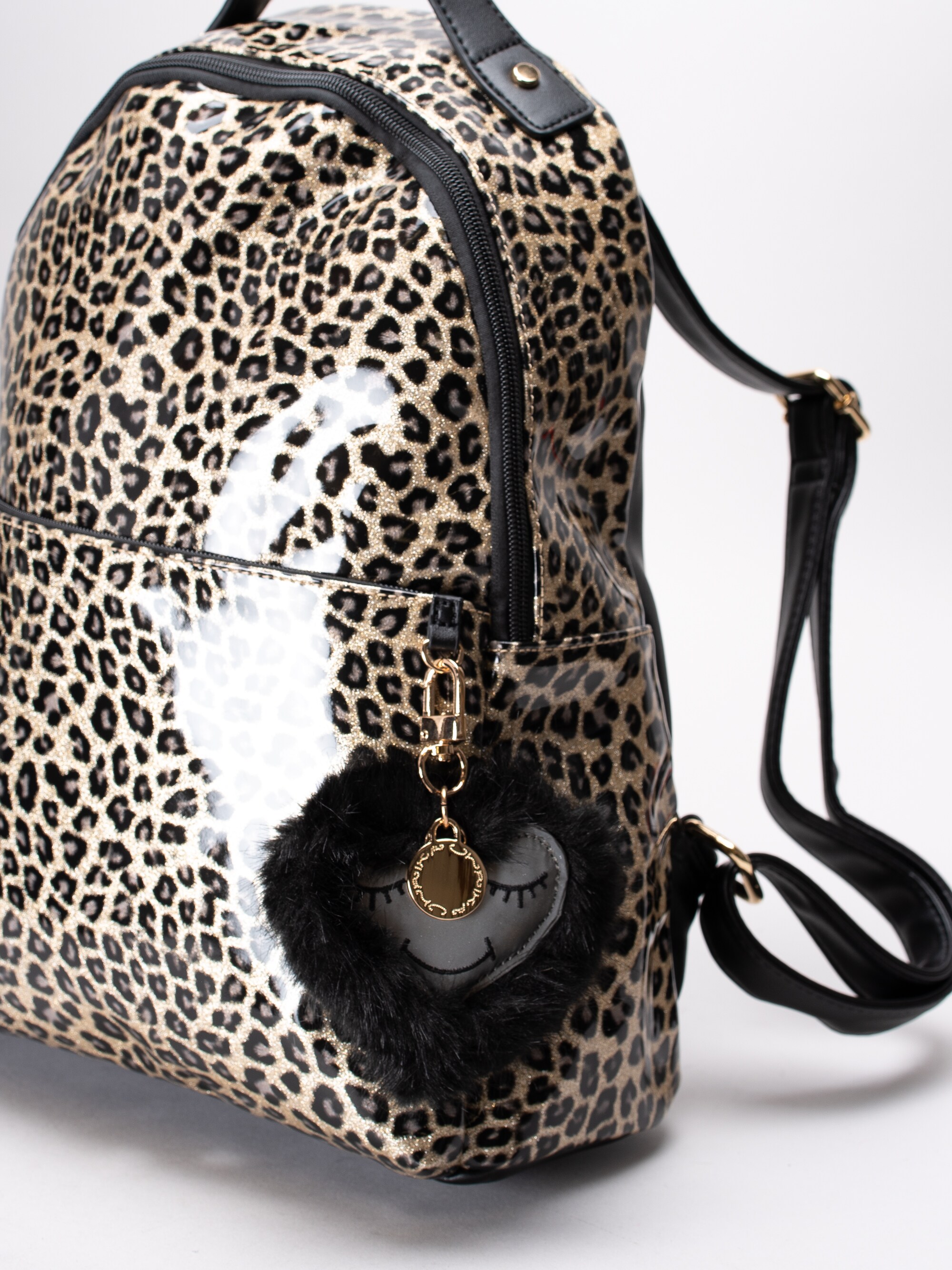 86193024 Ulrika Design 36-5411-7 Wild Kids guld glittrig leopard mönstrad ryggsäck för barn-3