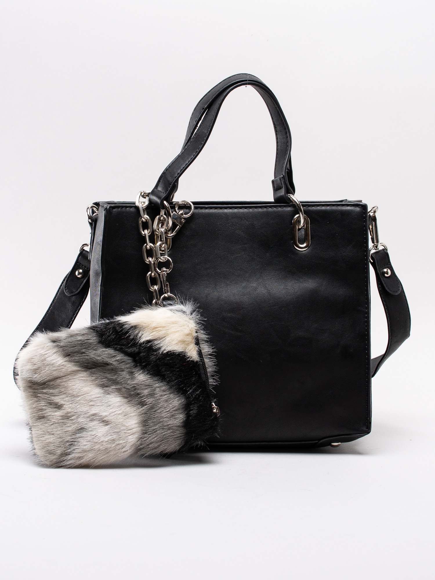 86193045 Ulrika Design Fur Mobile 35-8488-1 svart handväska med mobilväska i fuskpäls-1