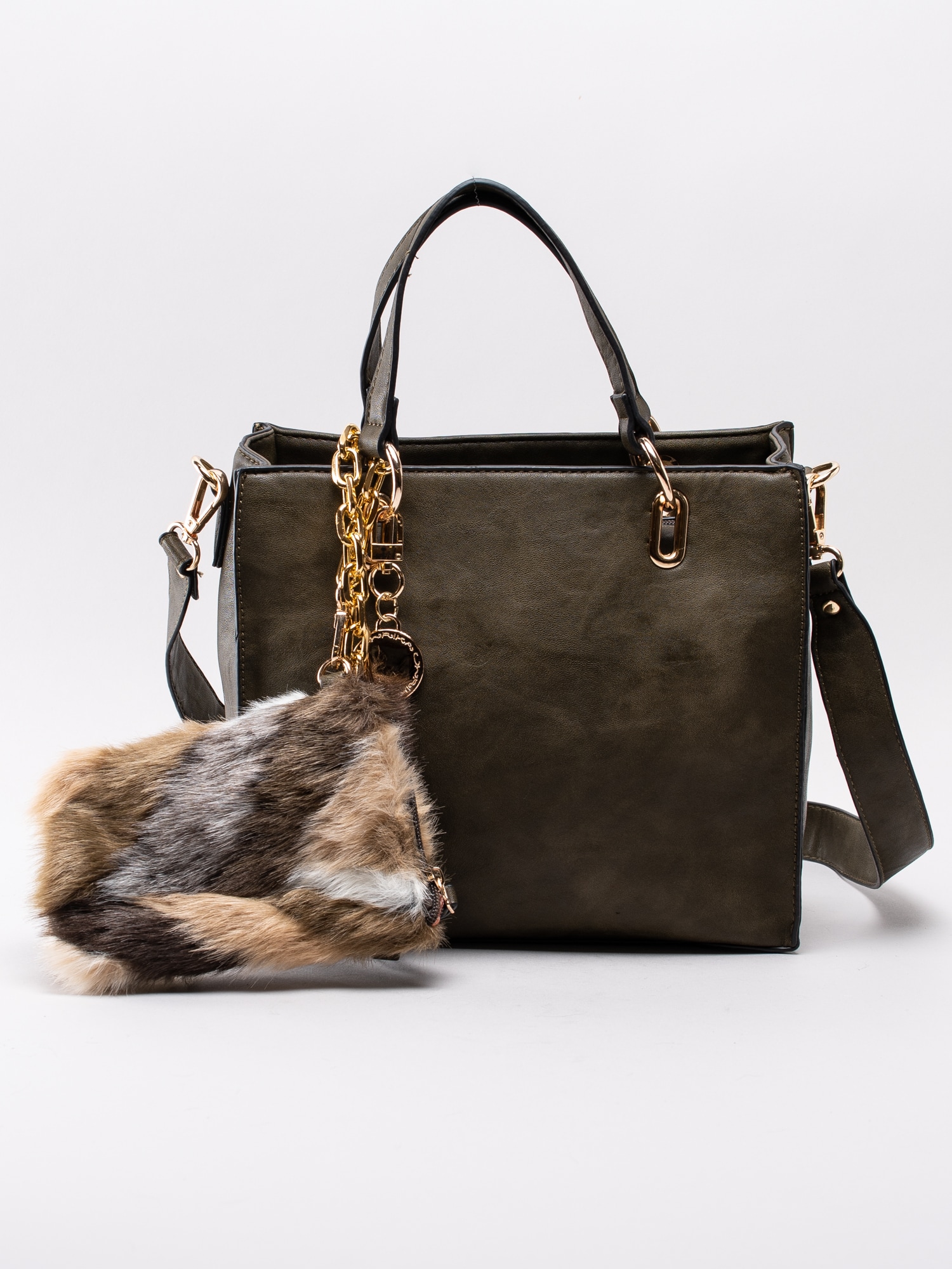 86193046 Ulrika Design Fur Mobile 35-8488-6 grön handväska med mobilväska i fuskpäls-1
