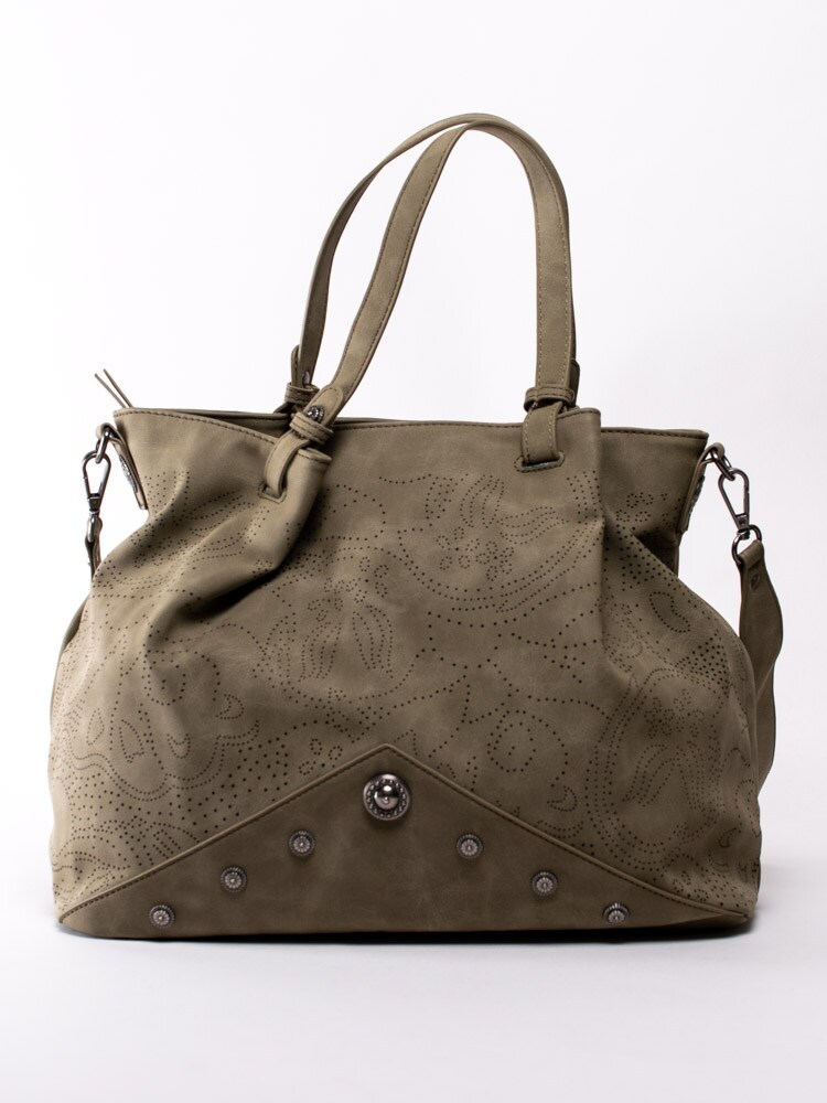 86201034 Ulrika Design 35-8800-6 Mörkgrön handväska med perforering-1