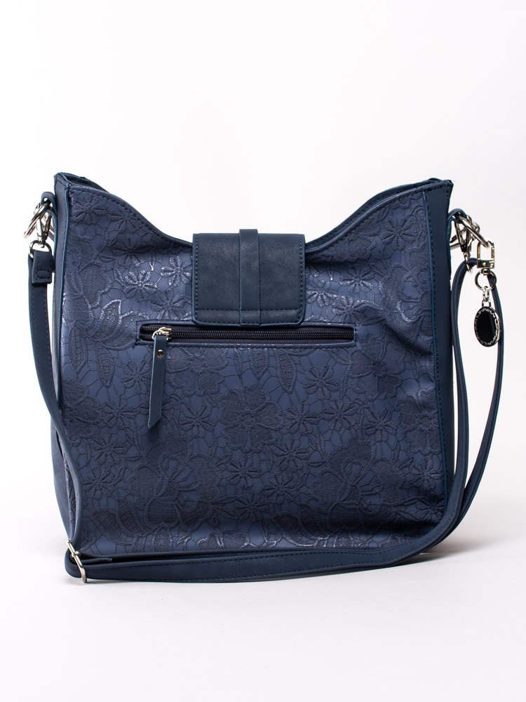 86201051 Ulrika Design 35-9128-3 Mörkblå handväska med broderade blommor-2