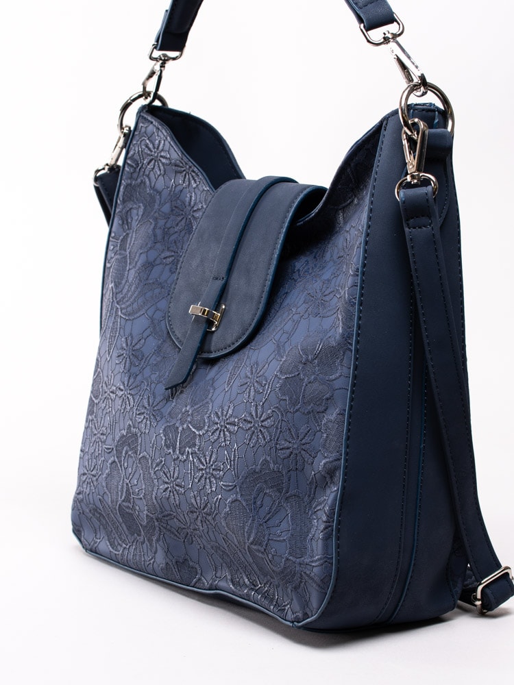 86201051 Ulrika Design 35-9128-3 Mörkblå handväska med broderade blommor-3