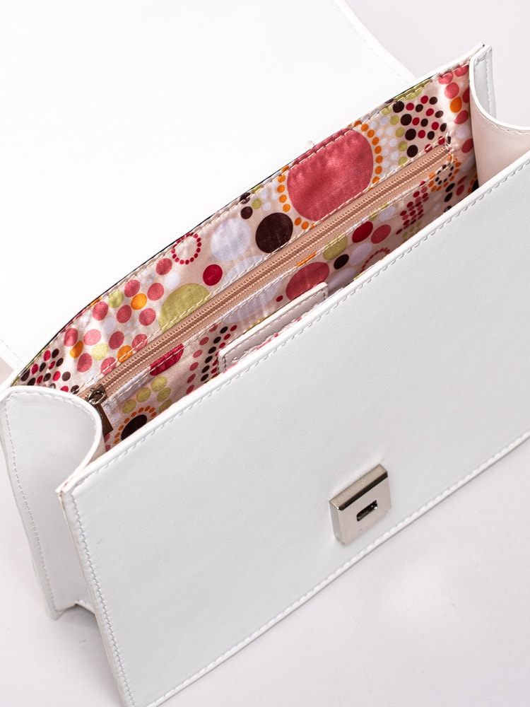 86201063 Ulrika Design 35-9408-14 Vit liten väska med rosa mönstrad foder-4