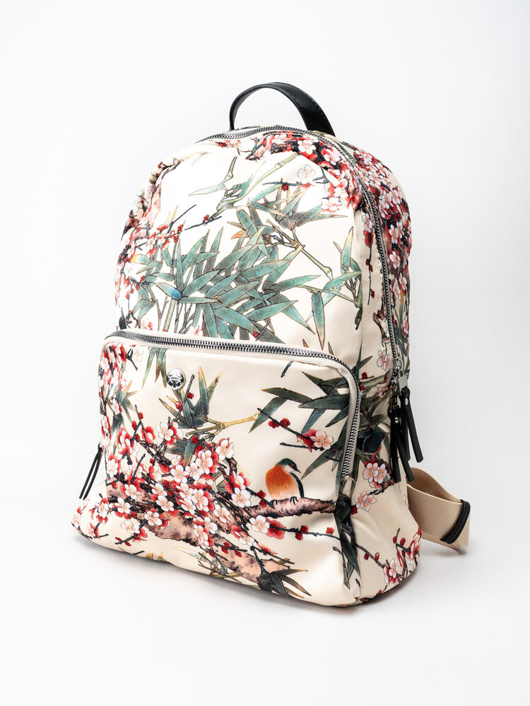 Ulrika Design - Beige blommönstrad ryggsäck