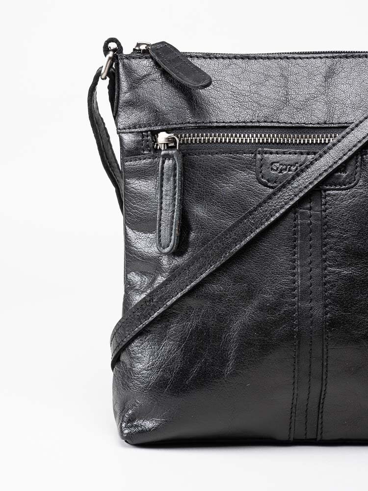 Springfield - Svart axelremsväska i skinn
