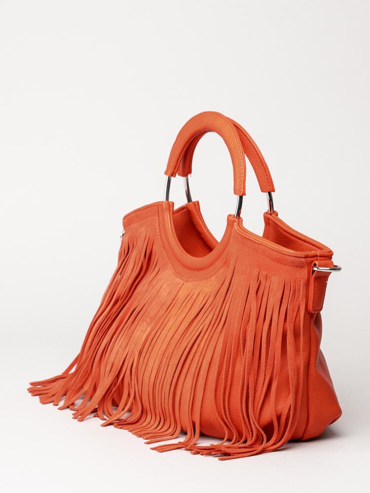 Ulrika Design - Fringer - Orange väska med mockafransar