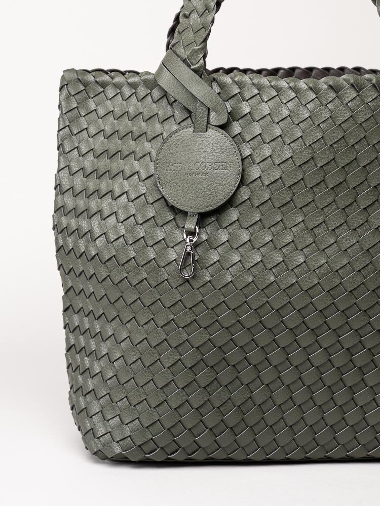 Ilse Jacobsen - Bag08 - Mörkgrön flätad vändbar shopper kasse