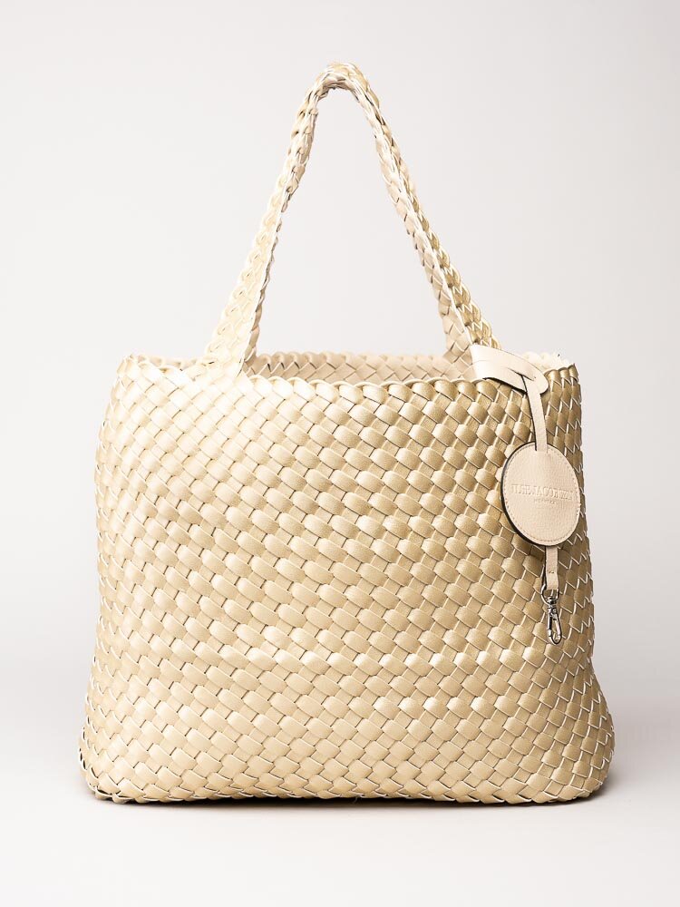 Ilse Jacobsen - Bag08 - Platinfärgad flätad vändbar shopper kasse