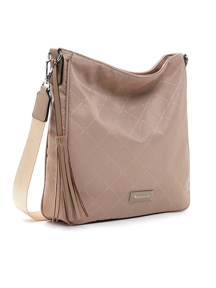 Tamaris - Lisa - Beige axelremsväska i textil med snyggt mönster
