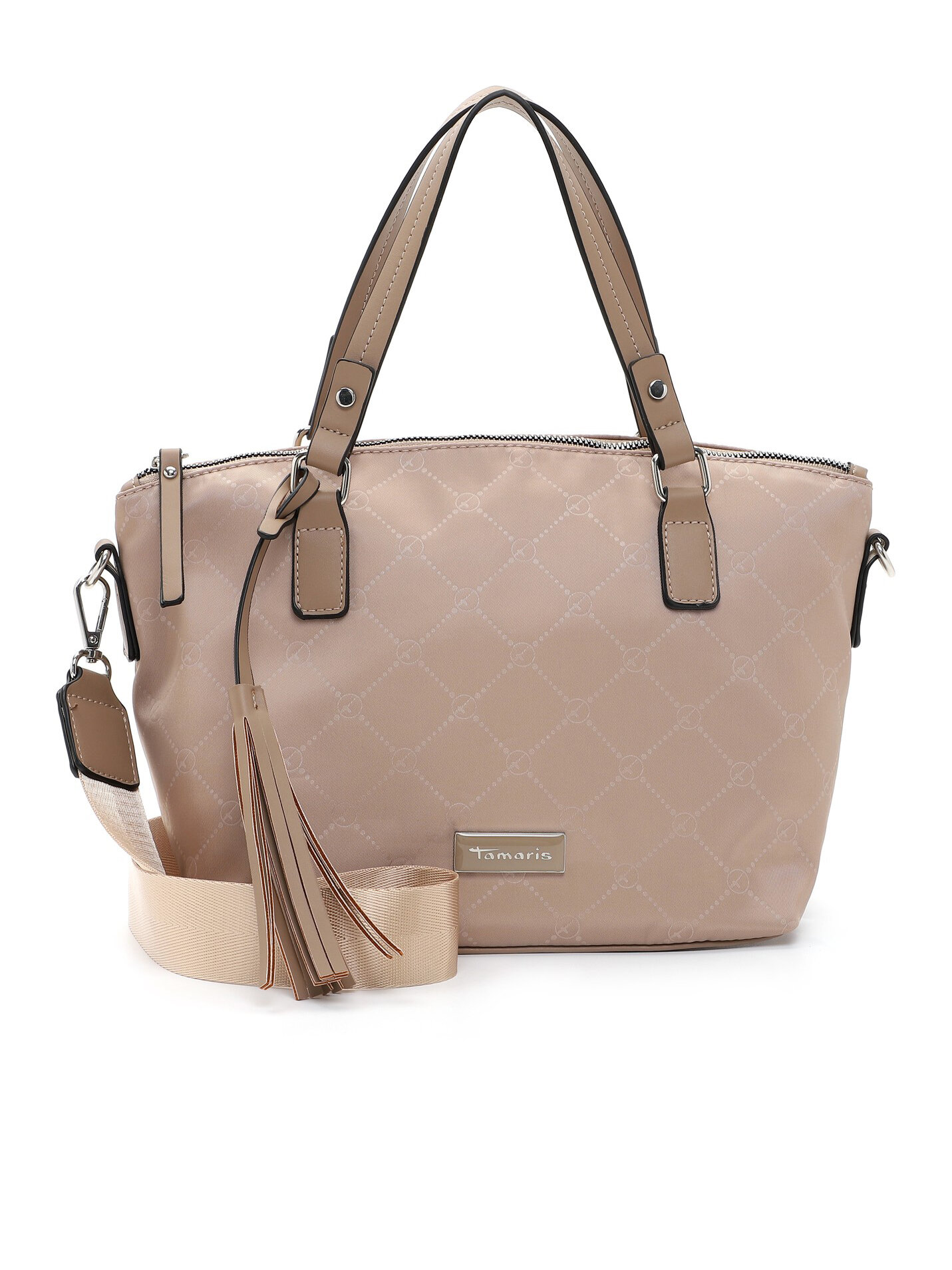 Tamaris - Lisa - Beige city-väska i textil med snyggt mönster