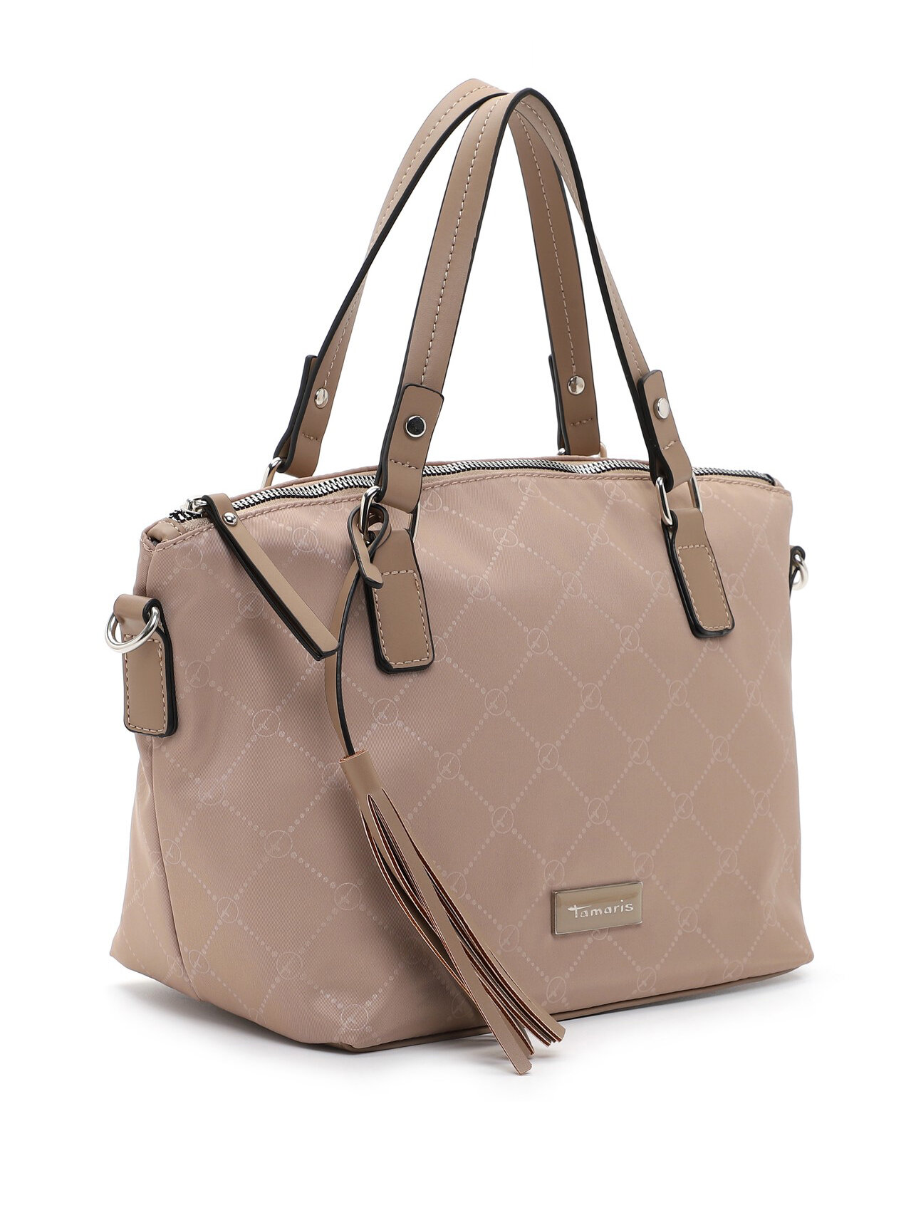 Tamaris - Lisa - Beige city-väska i textil med snyggt mönster