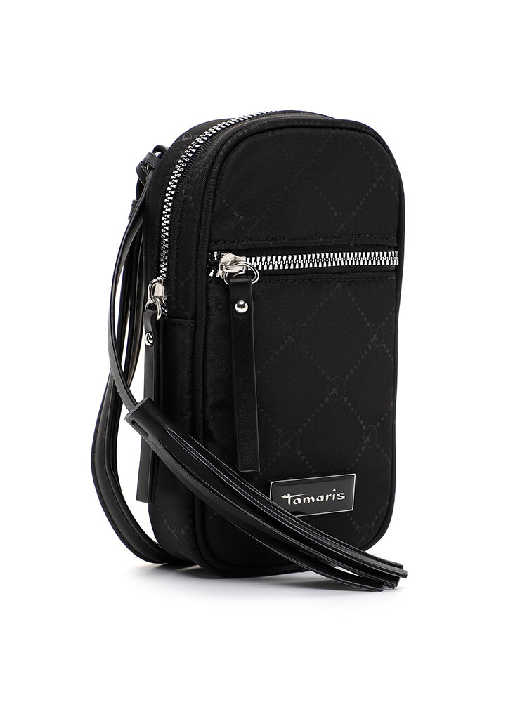 Tamaris bags - Lisa - Svart mobilväska i textil med snyggt mönster