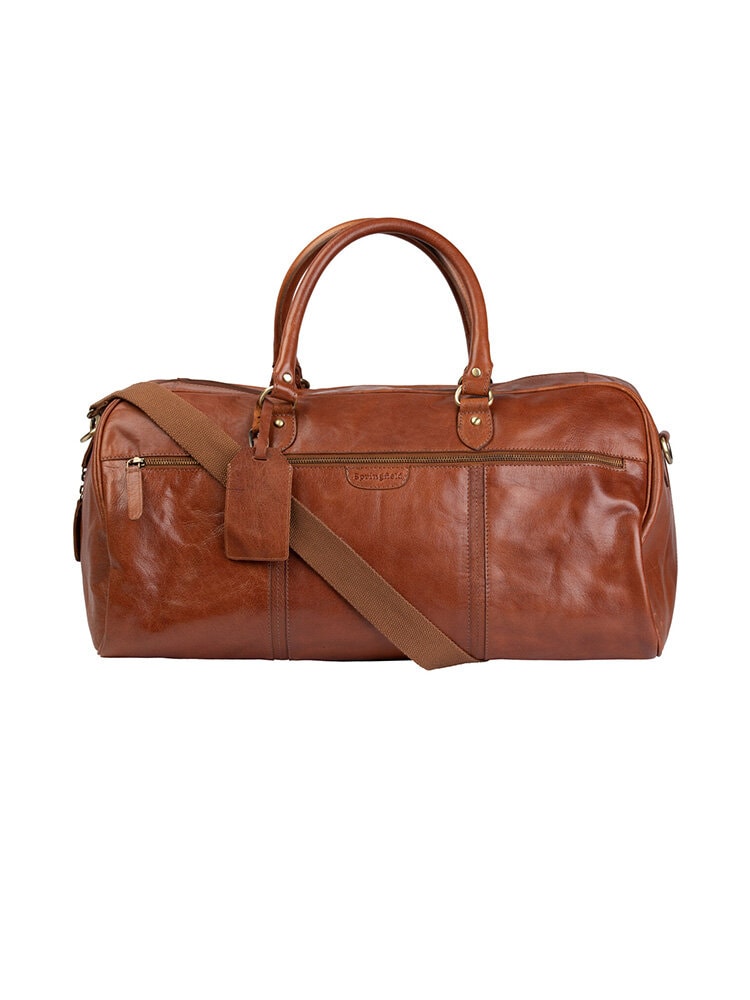 Springfield - Brun weekend bag i skinn