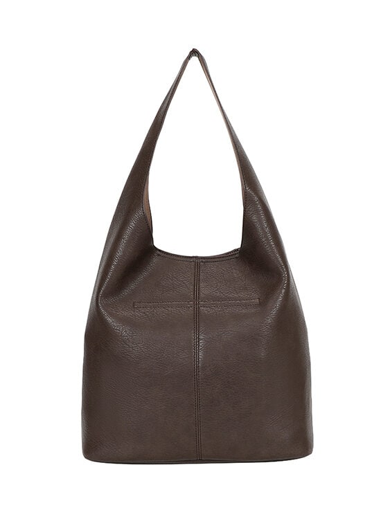 Ulrika Design - Ulrika Fur A-Line tote - Mörkbrun axelväska i mjuk skinnimitation