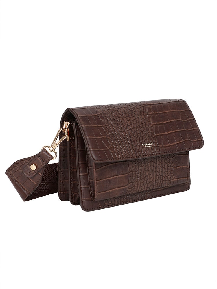Ulrika Design - Ulrika Croco Box-väska - Brun box-väska med croco mönster