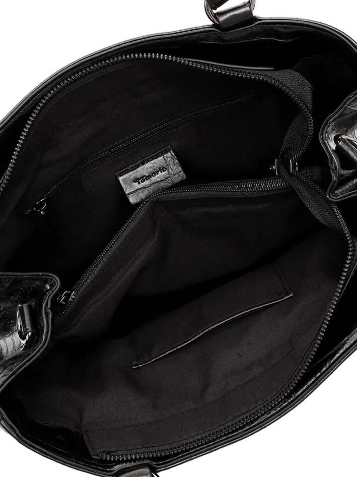 Tamaris bags - Gulia City Shopper L - Svart blank väska med crocomönster