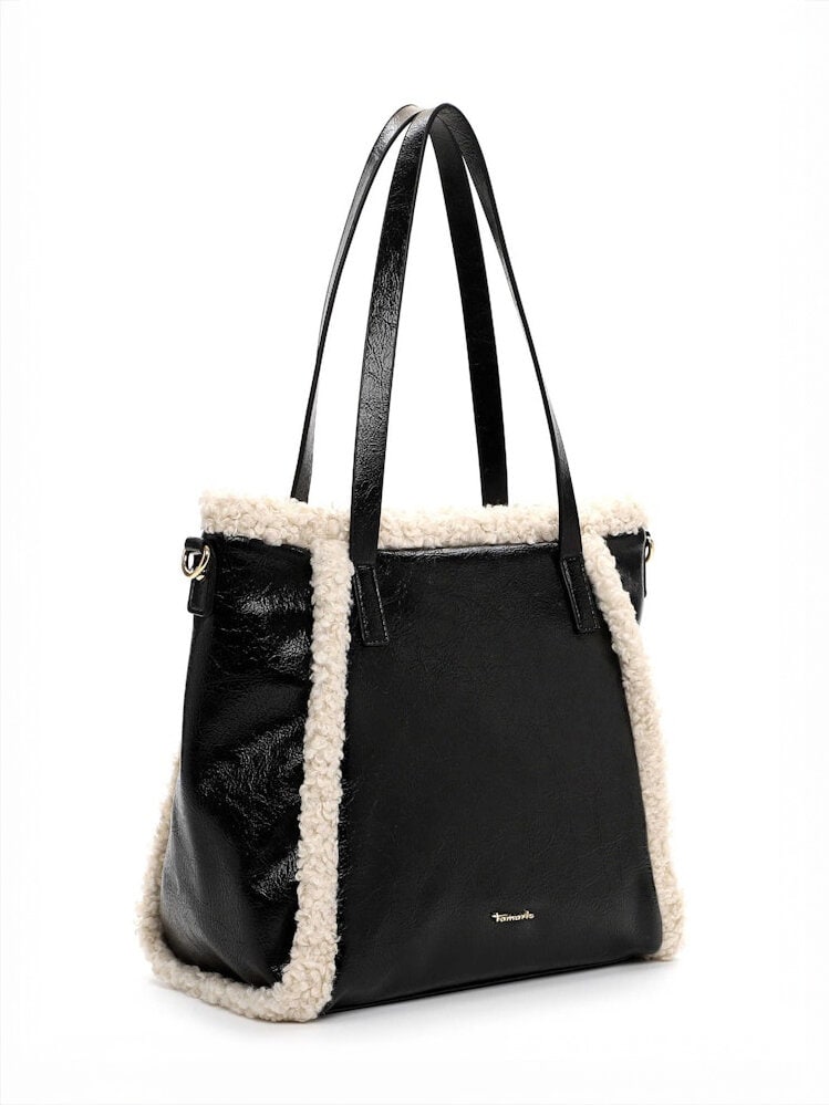 Tamaris bags - Gitta City Shopper M - Svart handväska i blank struktur