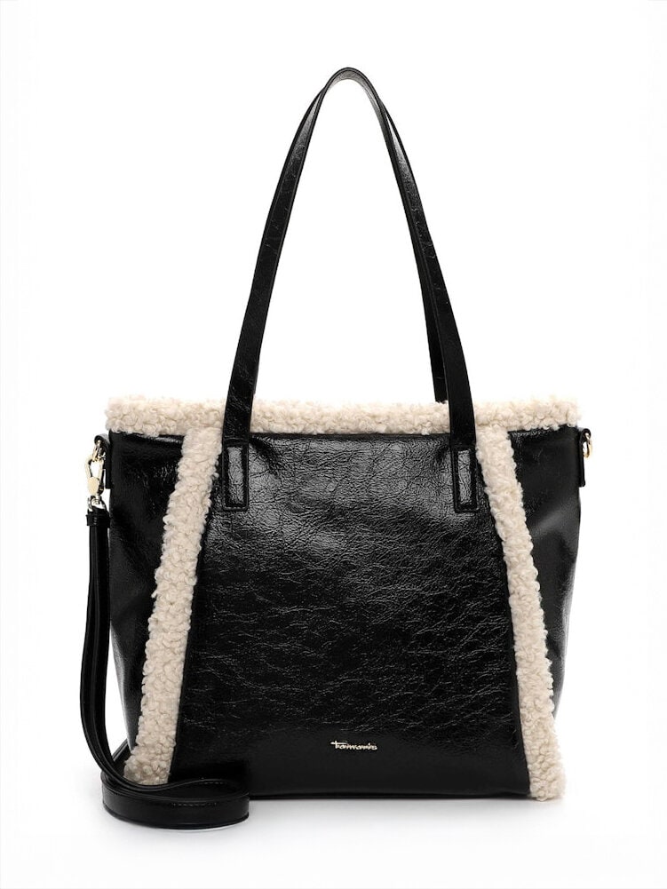 Tamaris bags - Gitta City Shopper M - Svart handväska i blank struktur