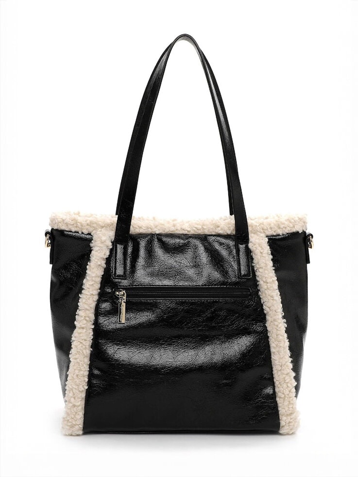 Tamaris bags - Gitta City Shopper M - Svart handväska i blank struktur