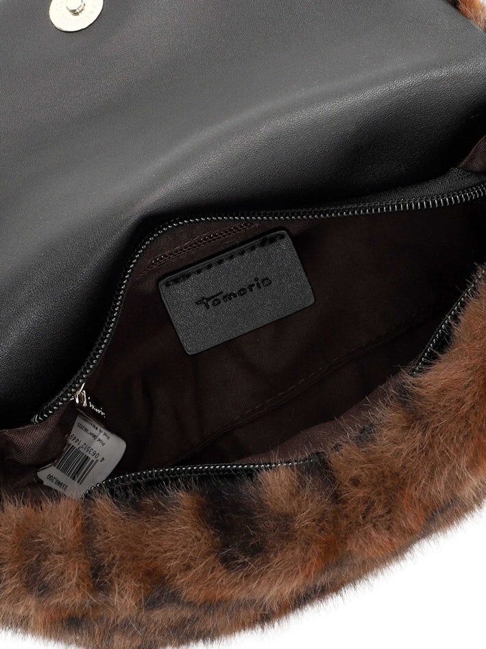 Tamaris bags - Gerta Handbag with flap M - Brun liten klaffväska i leopardmönstrad fuskpäls