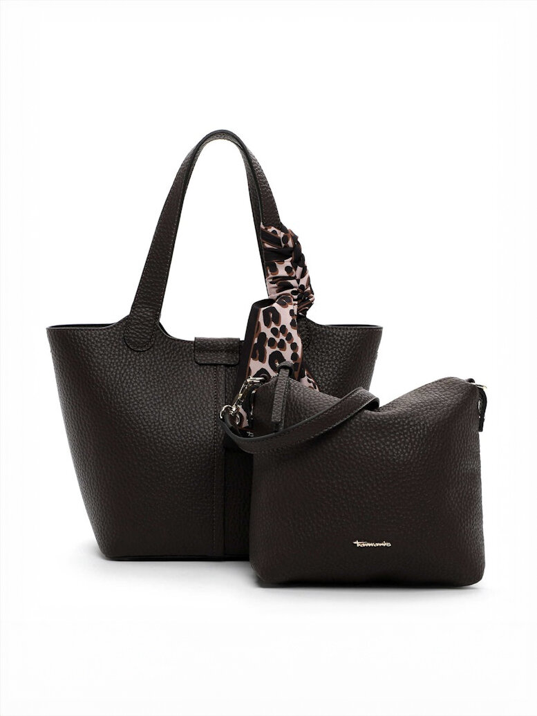 Tamaris bags - Georgia City Shopper S - Mörkbrun väska två i  en i mjuk PU