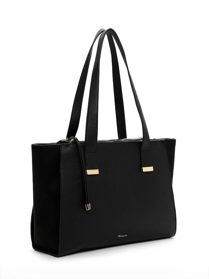Tamaris bags - Galina City Shopper L - Svart minimalistisk väska i PU och textil