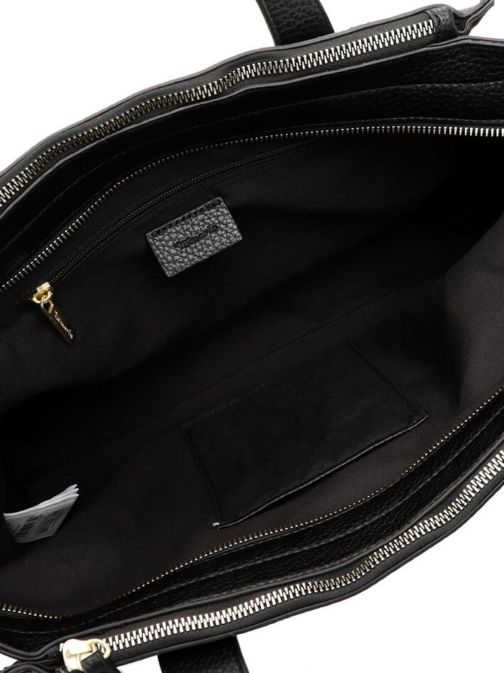 Tamaris bags - Galina City Shopper L - Svart minimalistisk väska i PU och textil