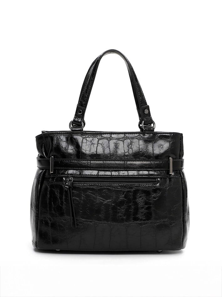 Tamaris bags - Gulia City Shopper M - Svart blank väska med crocomönster