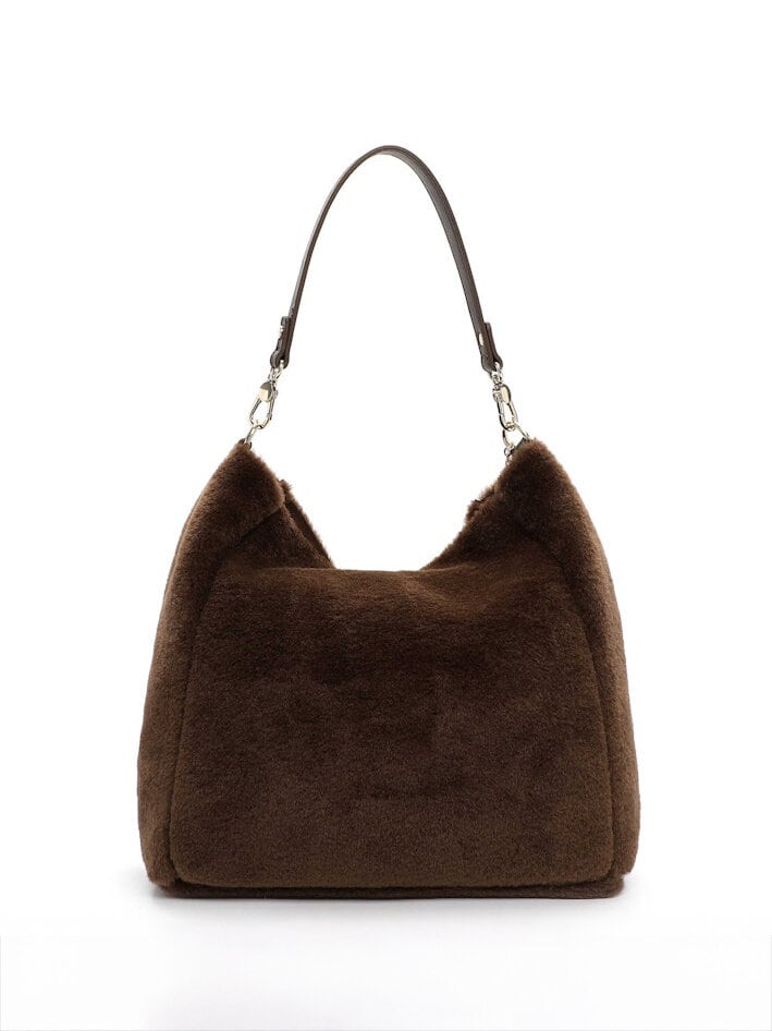 Tamaris Bags - Gaja Pouch M - Brun mjuk väska i fuskpäls