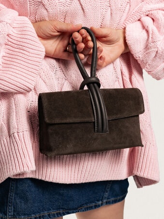 Latalia - Barletta suede - Mörkbrun handväska i mocka