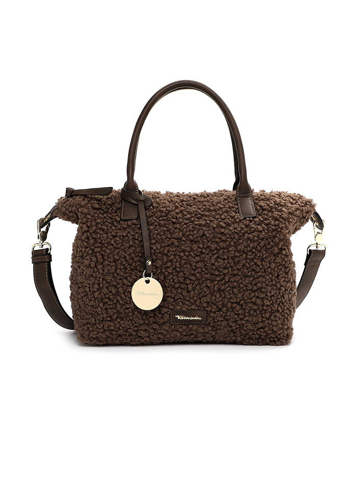 Tamaris bags - Guste Cityshopper M - Brun handväska i mjuk Teddy Pilé