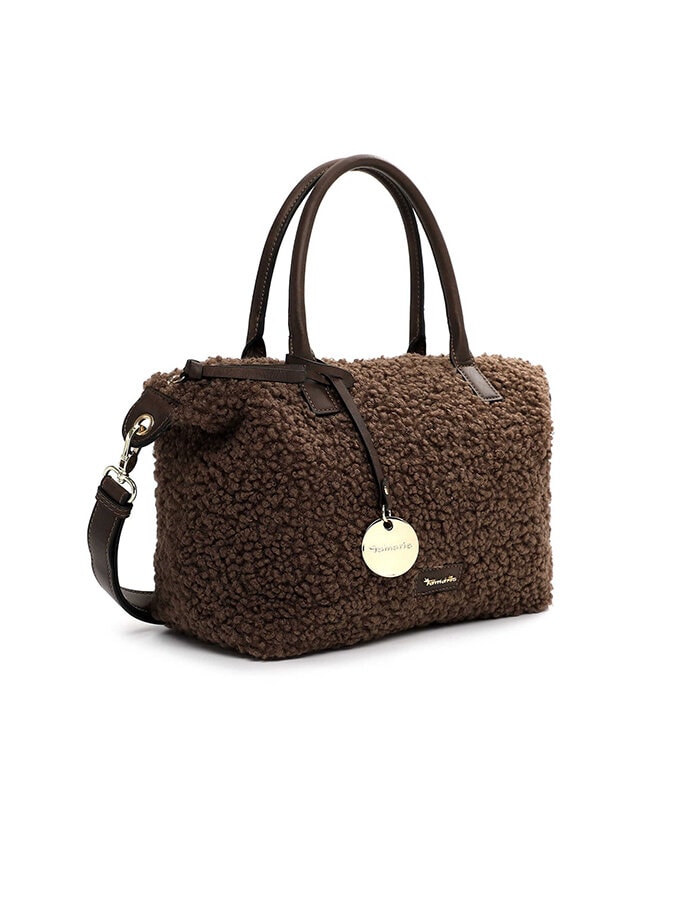 Tamaris bags - Guste Cityshopper M - Brun handväska i mjuk Teddy Pilé