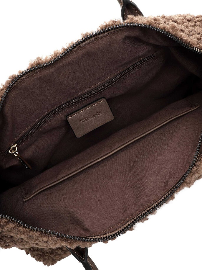 Tamaris bags - Guste Cityshopper M - Brun handväska i mjuk Teddy Pilé